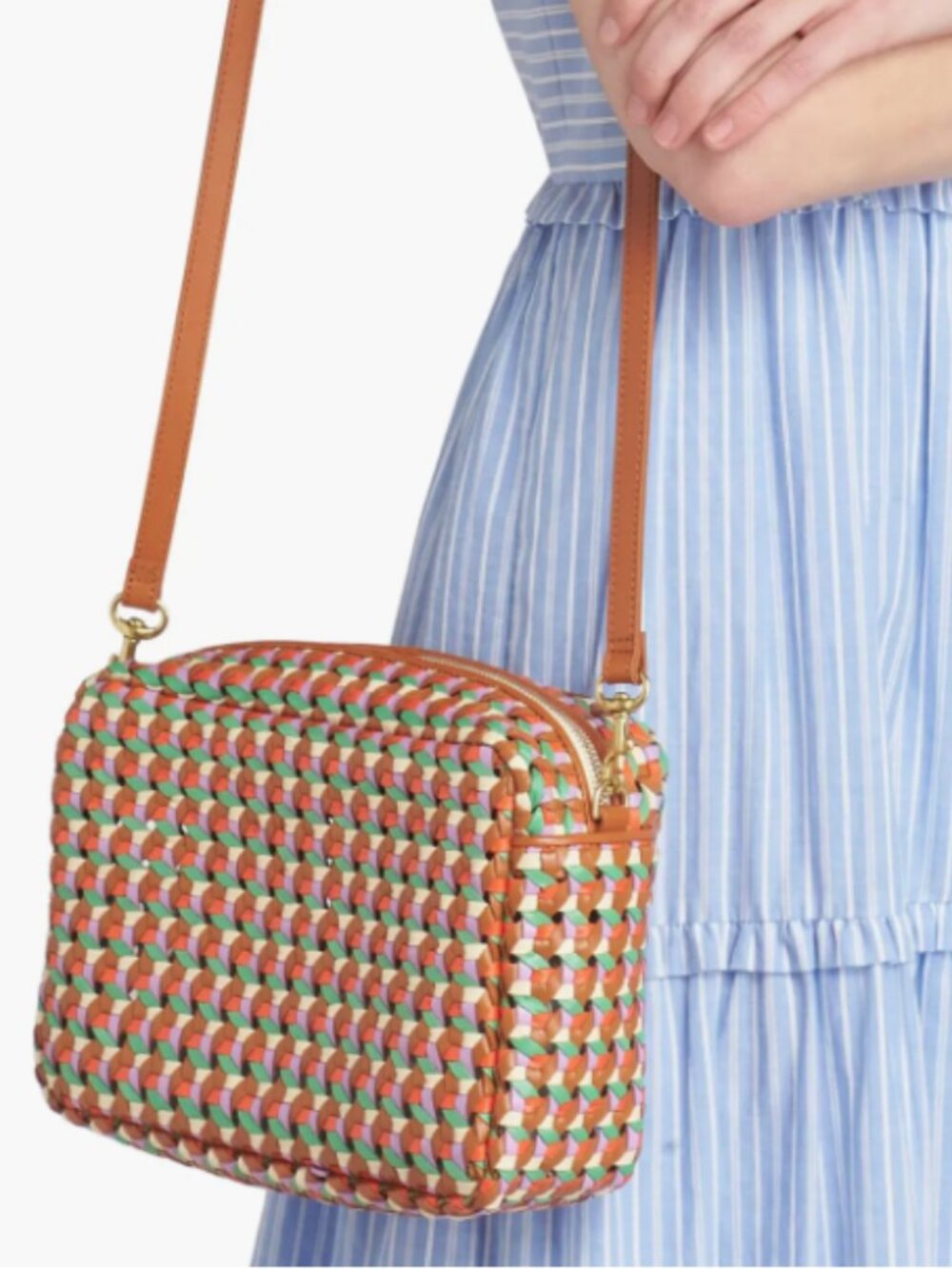 NWOT CLARE V. Marisol Woven Crossbody Bag - Multi Mercado Rattan SOLD OUT